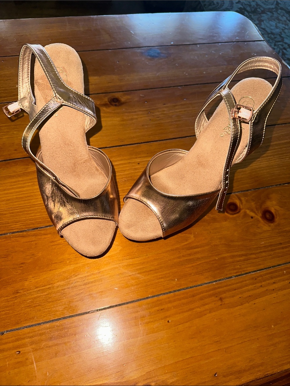 Pleaser Rose Gold Open-Toe Slingback Heels